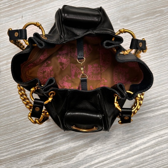 Rare Vintage Juicy Couture Leather pouch bag with gold chain hardware - Picture 4 of 14